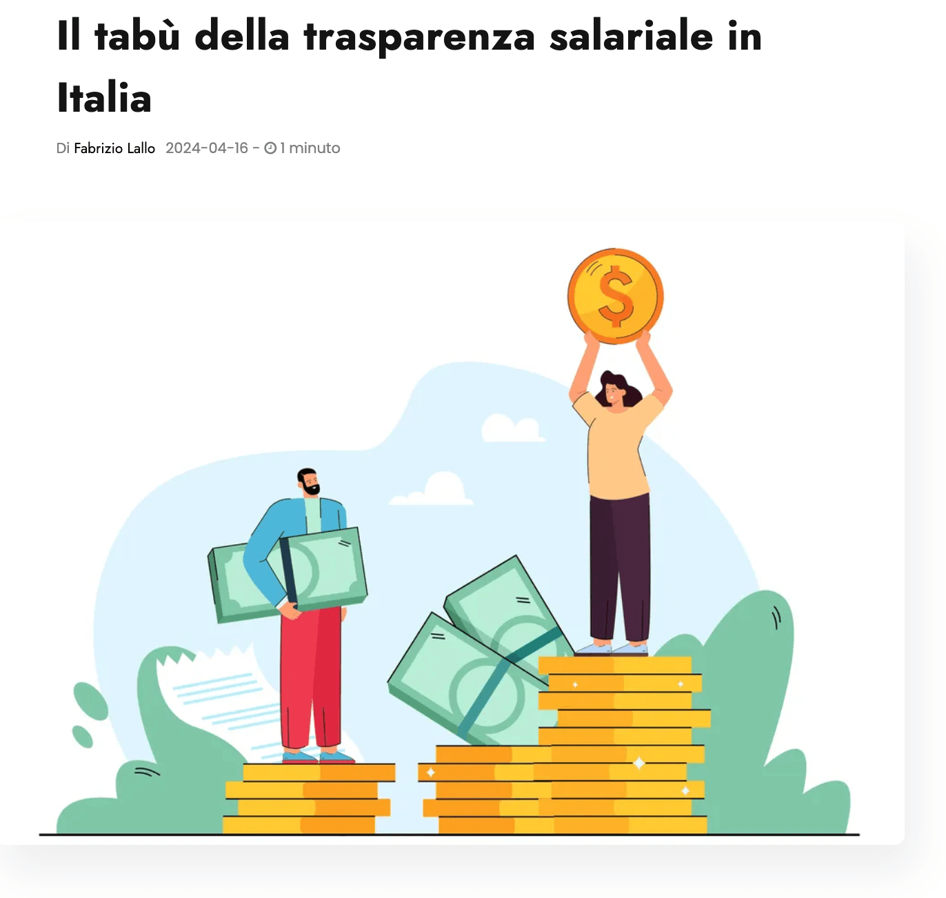 Articolo su Trasparenza Salariale